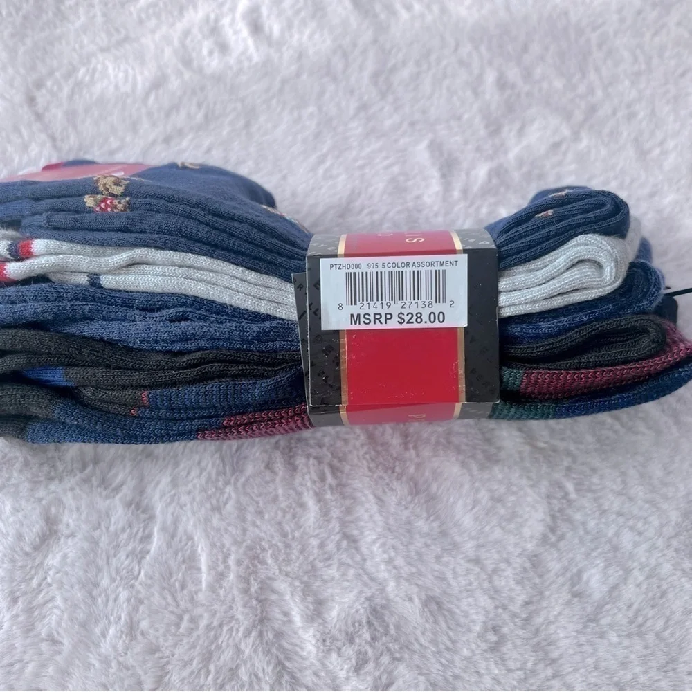 💚 NWT Perry Ellis men’s set of five crew socks shoe size 7-12